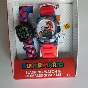 Nintendo Super Mario Flashing Digital Watch & Compass Strap - Red & Blue